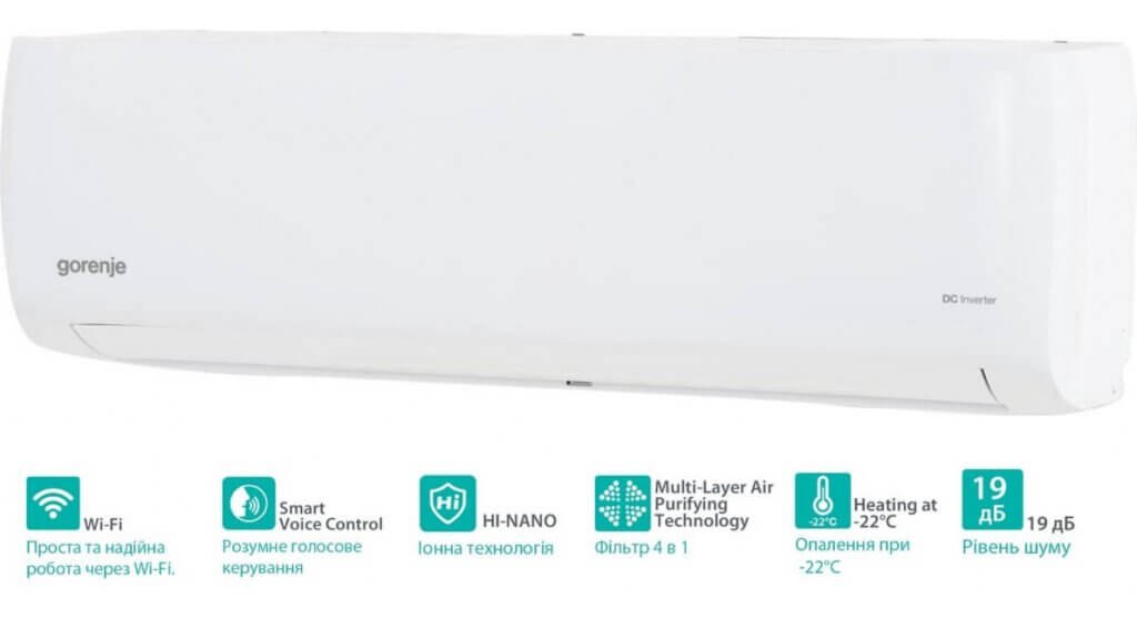 Кондиціонер настінний Inverter, спліт система Gorenje Серія TITAN INVERTER -25 WI-FI Titan 26IN TR/26OUT CJ